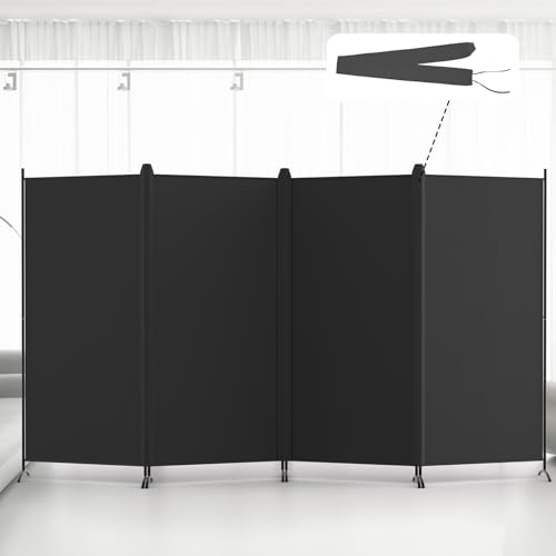 Kokorona 4-Panel Room Divider - Black, 136"W x 71"H Portable Privacy Screen