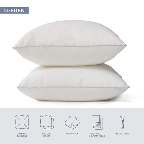 White 22x22 Inch Throw Pillow Inserts Set of 4 - Cotton Cover