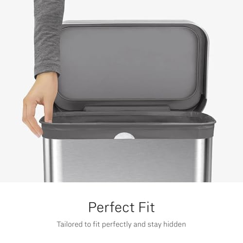 simplehuman Code M Odorsorb® Custom Fit Trash Bags Pack of 200, 40-45L, Odor-Absorbing, Extra Thick, Double Seamed, Recycled Plastic