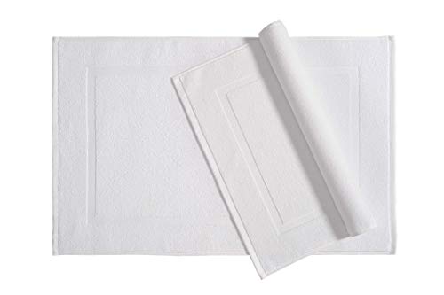 Amazon Basics 6-Pack 20x30 Inch White Cotton Bath Mats - Soft, Absorbent, Machine Washable