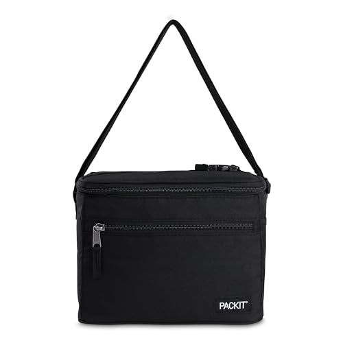 PackIt Freezable Lunch Cooler Bag - Black, Medium, Reusable Insulated Food Carrier
