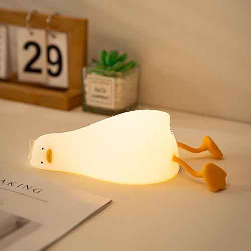 Duck Night Light Silicone, Lying Flat Duck Night Lamp, Kids Room Decor Atmosphere Night Light, Baby Nursing Bedside Touch Lamp£¬Rechargeable and Dimmable LED Light, Cute Christmas Gift.