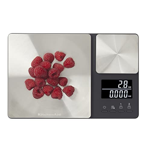 KitchenAid Dual Platform Digital Kitchen Food Scale 11lb & 16oz Capacity, Black