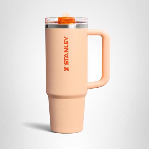 STANLEY Quencher ProTour Flip Straw Tumbler with Leakproof Lid 40 oz | Built-In Straw & Handle | Cupholder Compatible for Travel | Insulated Stainless Steel Cup | BPA-Free | Orange Sherbet