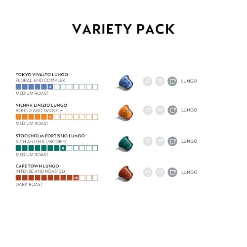 Nespresso Original Morning Lungo Variety Pack - 50 Coffee Pods with 4 Blends
