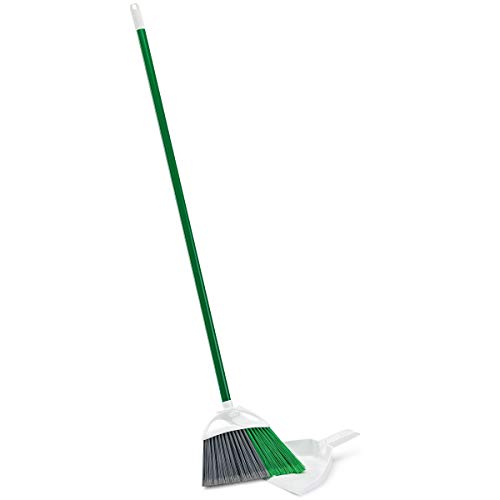 Libman Commercial Precision Angle Broom with Dustpan - 11-Inch, Green & White, Pack of 4