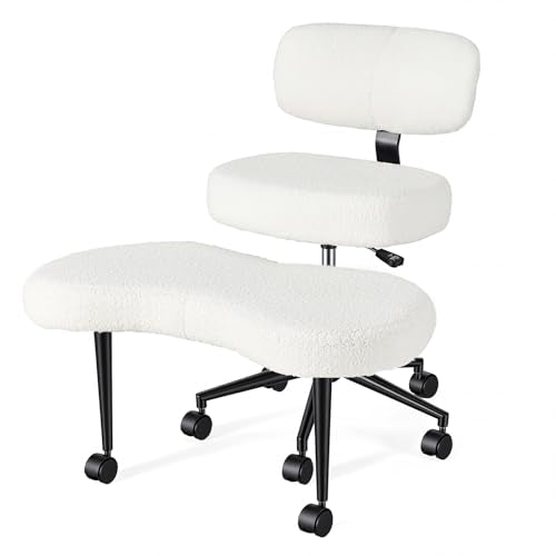DUMOS ADHD Meditation Chair White, Ergonomic Cross-Legged Office Desk Chair