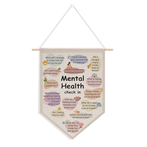 Motivational Wall Decor Classroom Decorations Mental Health Awareness Canvas Hanging Pennant Flag Banner Wall Sign Decor for Bedroom Classroom Playroom Game Room Front Door
