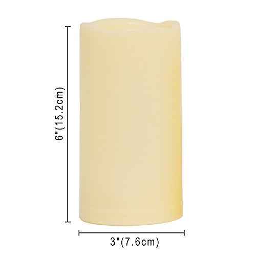 Outdoor Waterproof Flameless LED Pillar Candle with Remote Timer Battery Operated Plastic Flickering Decorative Fake Candle Light for Festival Celebration Wedding Party Decoration Gift Choice 3¡±x 6¡±