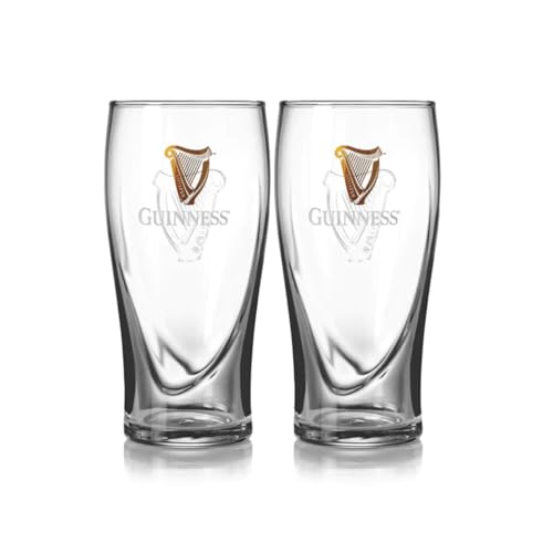 Guinness Official 20oz Beer Glasses Twin Pack - Certified Merchandise for Beer Lovers