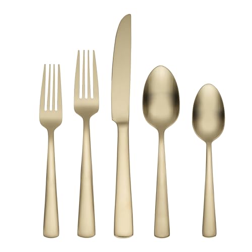 Oneida Aptitude 20-Piece Champagne Satin Flatware Set for 4 - Modern Silverware