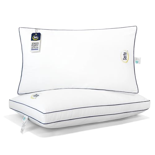 Serta King Size Bed Pillows Set of 2 - Medium Soft Support, White