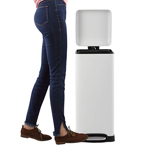 Happimess 8 Gallon Step Trash Can with Soft-Close Lid - Cotton White
