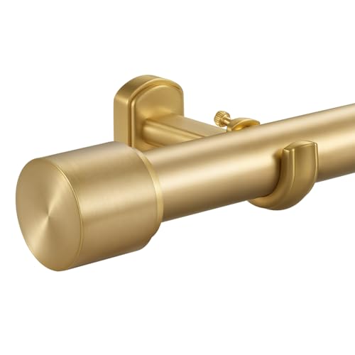Heavy-Duty 1 1/8 Inch Diameter Telescoping Curtain Rod with Adjustable Brackets - Warm Gold, 144-240"