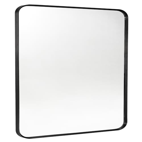 36 x 30 Black Framed Bathroom Mirror Matte Black Frame, Rectangular