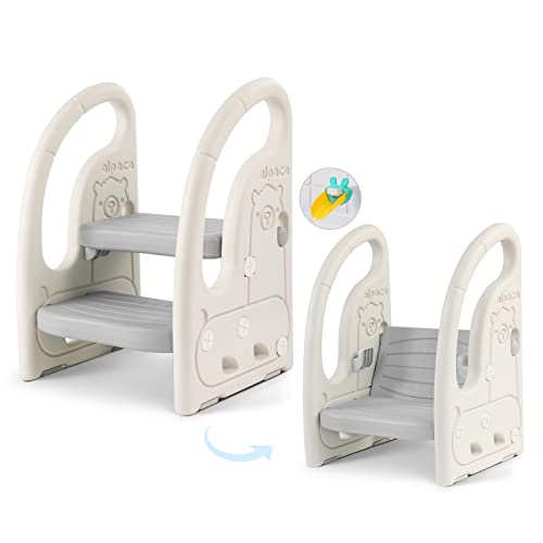 Adjustable 2-Step Toddler Step Stool with Handles - Grey White Variation of THIS Listing