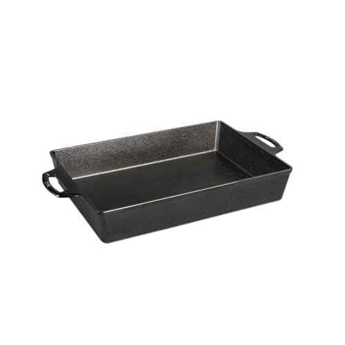 Cast Iron Casserole Pan 9x13 Inch - Pre-Seasoned Heavy Duty Bakeware