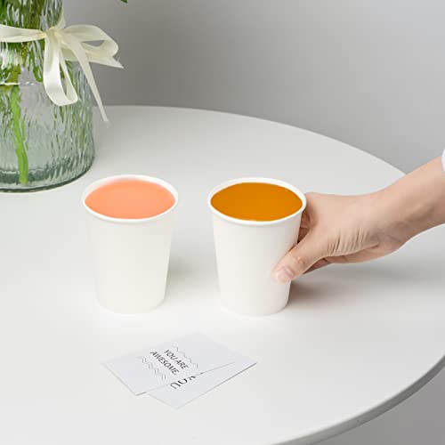 8 Oz Disposable Paper Coffee Cups - White, 1000 Pack, Suitable for Hot & Cold Drinks