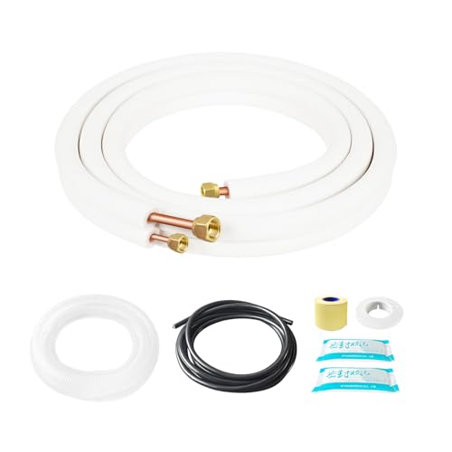10FT Mini Split Line Set with 1/4 & 3/8 Inch Copper Pipes Insulation Kit - HVAC