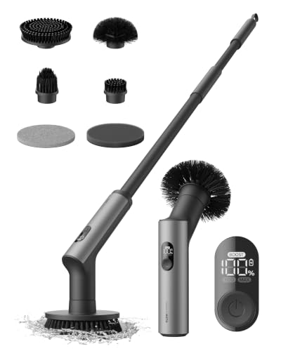 Cordless Electric Spin Scrubber with Digital Display & 6 Attachments