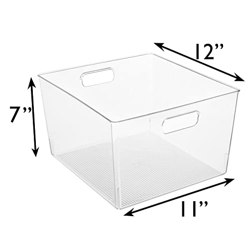 ClearSpace 4 Pack Large Plastic Storage Bins for Kitchen Pantry Fridge Organization