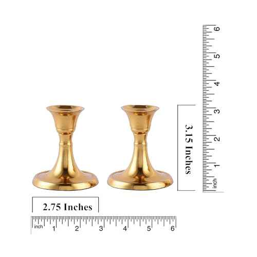 Rely+ Candlestick Holders Set of 2 Mini Stand Dinning Table Centerpiece Candle Holders Taper Candlesticks Holders Decor Home Candle Holder for Mantel Decorations (Gold)
