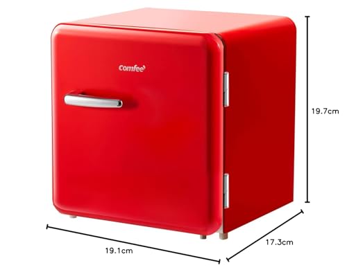 COMFEE' 1.6 Cubic Feet Solo Series Retro Refrigerator Sleek Appearance HIPS Interior, Energy Saving, Adjustable Legs, Temperature Thermostat Dial, Removable Shelf, Perfect for Home/Dorm/Garage [Red]