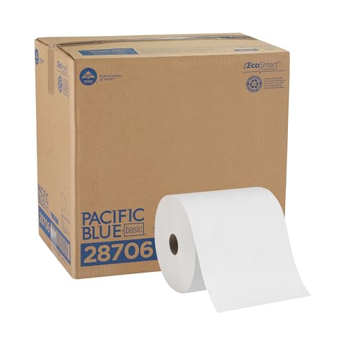 12 Rolls Georgia-Pacific Blue Basic Paper Towel Rolls 350 Feet White - Dependable Absorbency