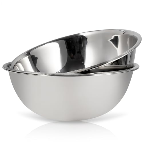 24 Quart Large Stainless Steel Mixing Bowls Set - 3 Nesting Bowls, Food-Grade, Dishwasher Safe, Ideal for Kitchen & Food Service - Variation of 24.0 Quarts / 3