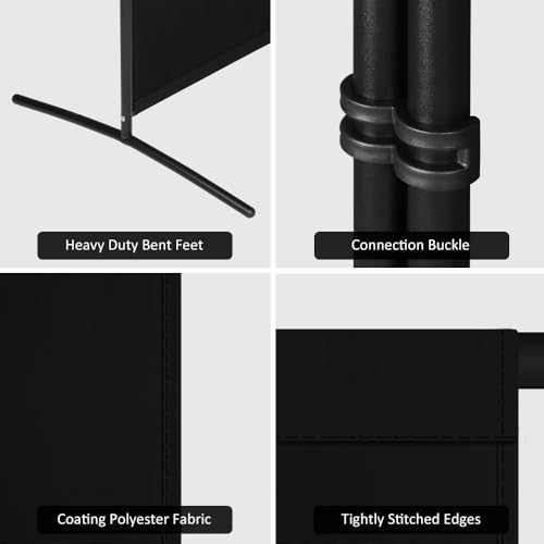 Kokorona 4-Panel Room Divider - Black, 136"W x 71"H Portable Privacy Screen