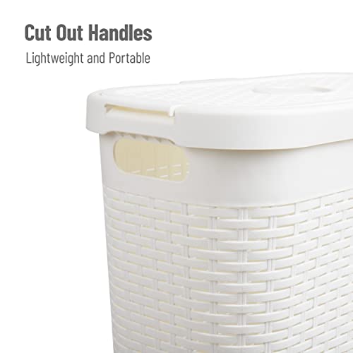 Mind Reader White Slim Laundry Hamper with Lid, 40L Space-Saving Tapered Design
