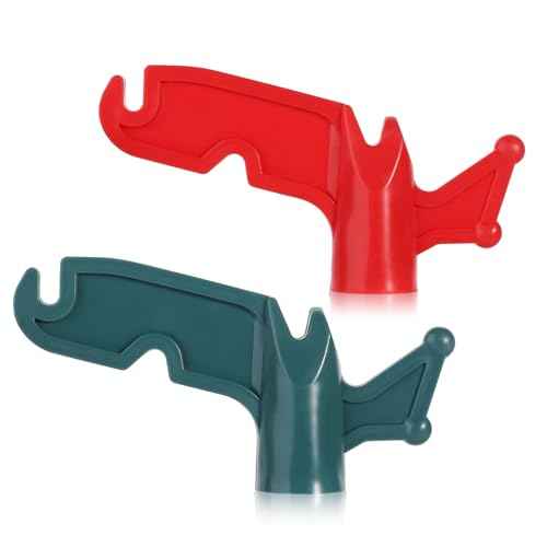 2pcs Plastic Utility Hook, Extension Pole Hanger Attachments Telescoping Pole Boat Pole Accessories Threaded Poles Screw-On Pole Adapter for Hanging Halloween Christmas Light (Green, Red)
