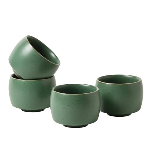 NCQIXIAO Green Rural Style Ceramic Espresso Cups Set of 4, 5oz Coffee Mugs