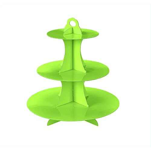3-Tier Cupcake Stand, Cake Stand holder, Tiered DIY Cupcake Stand Tower for Dessert Table Displays, Birthday Theme Party Favors Decoration, Floral Tea Party, 12" W x 12.8" H, Green