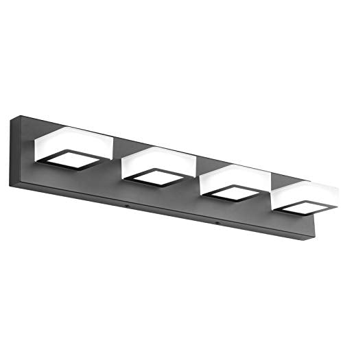 Ralbay LED Bathroom Vanity Light - Black 4 Lights Acrylic Fixture, 26 Inch White Light