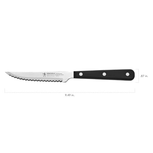 Henckels 8-Piece Razor-Sharp Steak Knife Set with Black Handles, 4.5 Inch