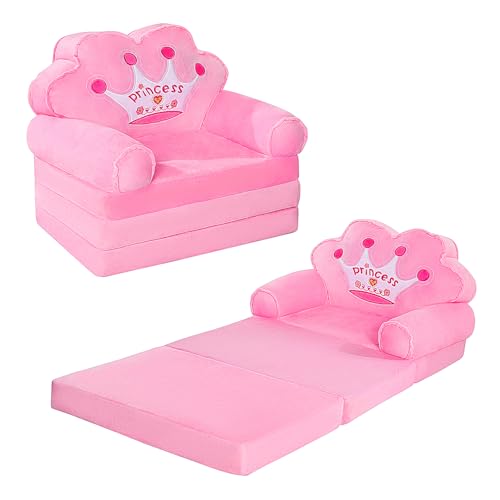 Kids Foldable Couch - Princess Chair for Toddlers, Pink, Model: Sofa