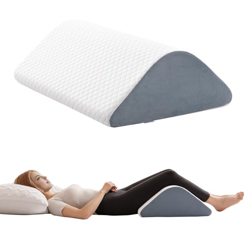 Ganondorf White & Gray Knee Wedge Pillow for Post-Surgery & Support - 21.6x17.8x6.9 Inch