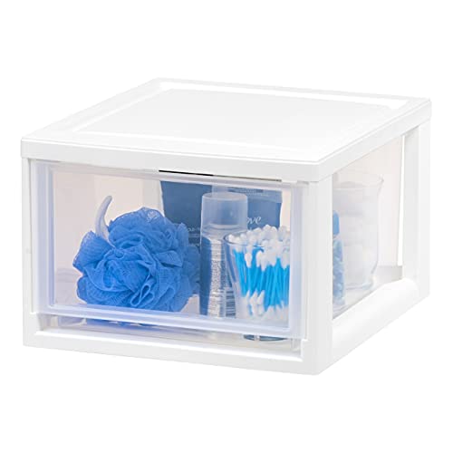 3 Pack Stackable Plastic Storage Drawers - 14 Qt. White Dorm & Home Organization