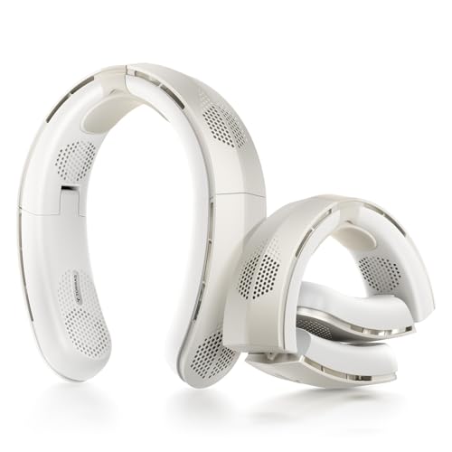 Portable Neck Fan with 90° Foldable Design - Cream Ivory, 14H Battery
