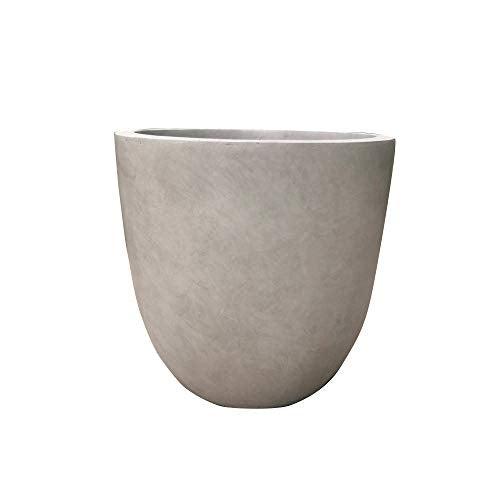 Weathered Concrete 18-Inch Large Round Plant Pot for Indoor & Outdoor Use
