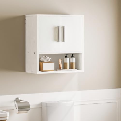 Wall Mounted Bathroom Cabinet with Adjustable Shelf White - Over Toilet Storage