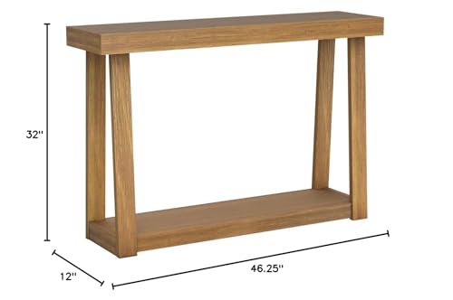 Pecan Wooden Console Table with Shelf - 46 Inch Classic Entryway & Living Room Accent