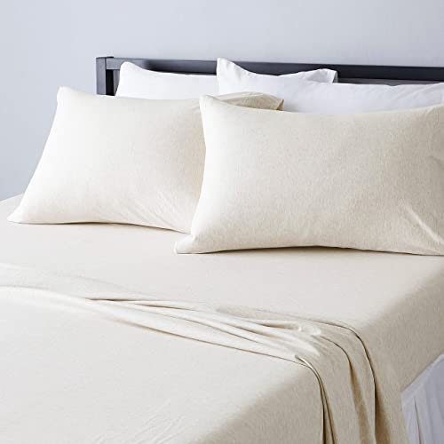 King Cotton Jersey Bed Sheet Set - Oatmeal, 4 Piece, Super Soft & Breathable