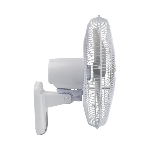 Comfort Zone 16-Inch Wall Mount Oscillating Fan with Remote & Timer - Quiet, Adjustable Tilt, 3 Speeds