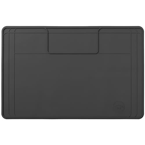 Famous Dino 34" x 22" Dark Gray Silicone Under Sink Mat - Waterproof, Trimmable Kitchen Protector