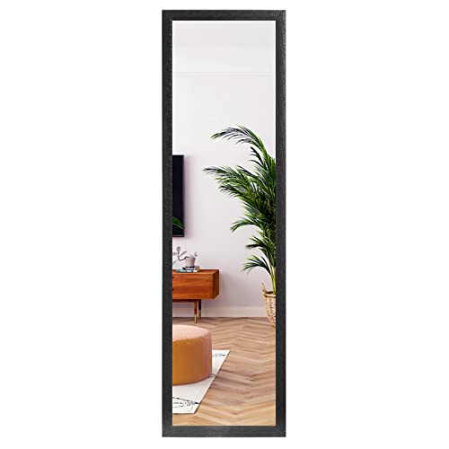 LFT HUIMEI2Y Black Full Length Wall Mirror 50x14 Inches with Engraved Frame