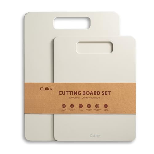 Culiex Off-White Wood Fiber Cutting Board Set of 2 – Dishwasher Safe, Non-Toxic, BPA-Free Kitchen Utensils