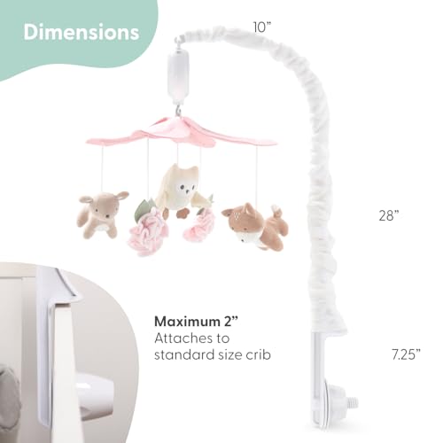 Pink Baby Crib Mobile with 12 Lullabies - Forest Nursery Decor for Girls