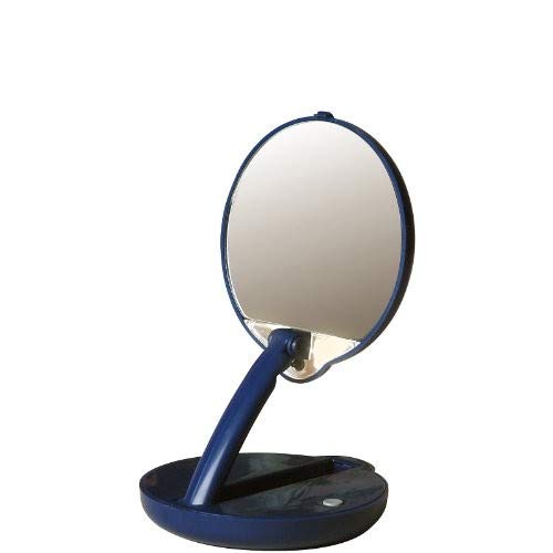 Floxite 15X Magnifying Lighted Compact Mirror Blue for Makeup & Skin Care